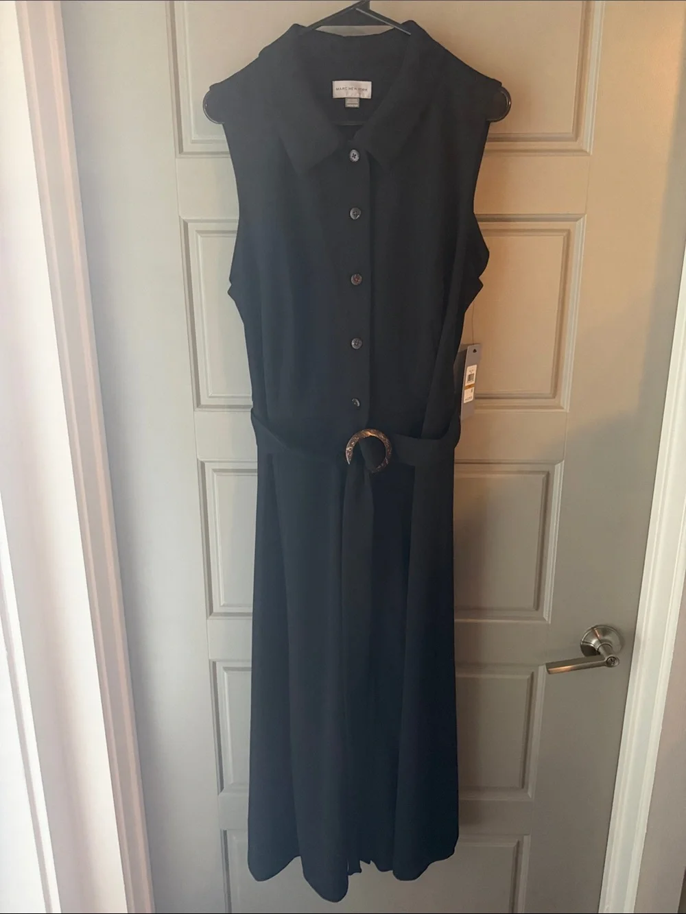 Marc New York Black Sleeveless Dress With Belt And Brown Buckle - Picture 1 of 3